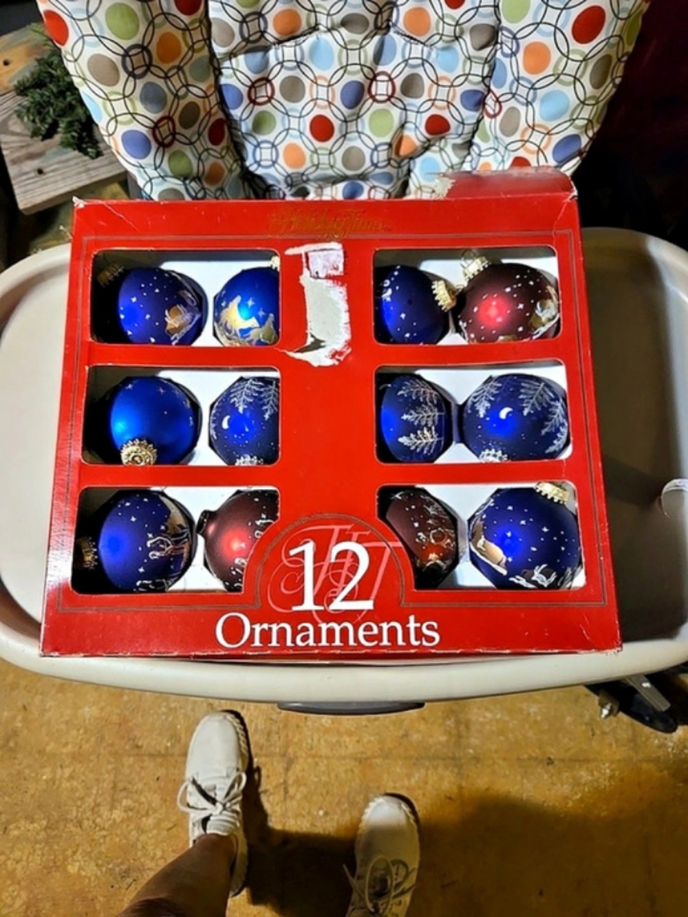 Holiday Time 12-Piece Glass Ornaments Blue & Red